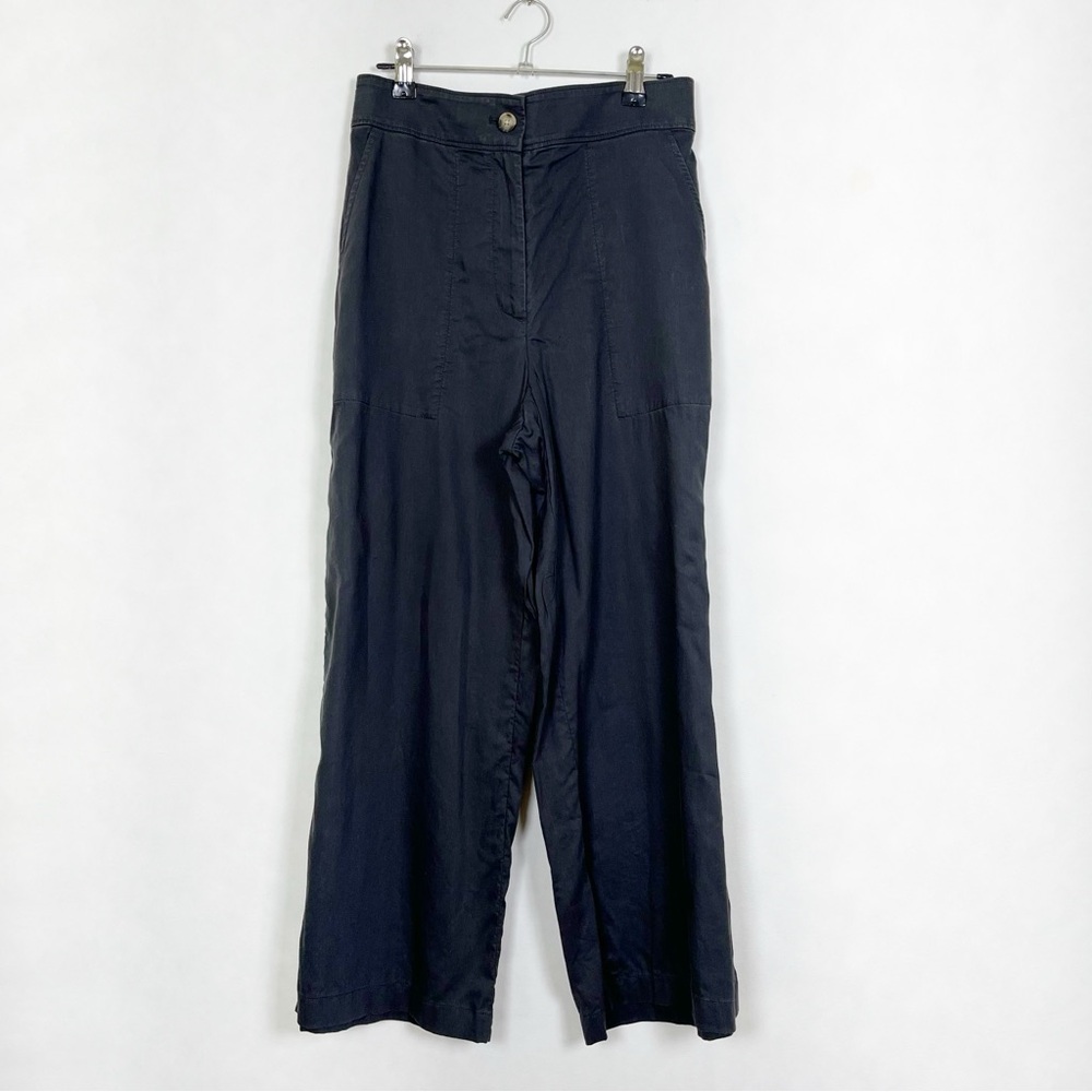Club Monaco‎ Women’s Charcoal Grey Wide Leg Cupro Linen Pants Size 4